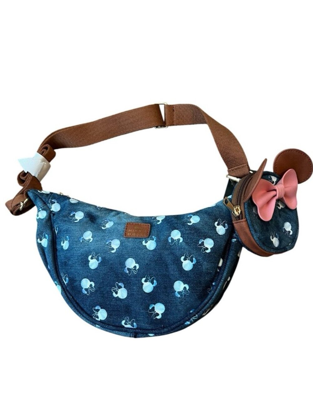 Disney Bioworld Blue Denim Minnie Mouse Blue Denim Crossbody Bag Coin Purse NWT
